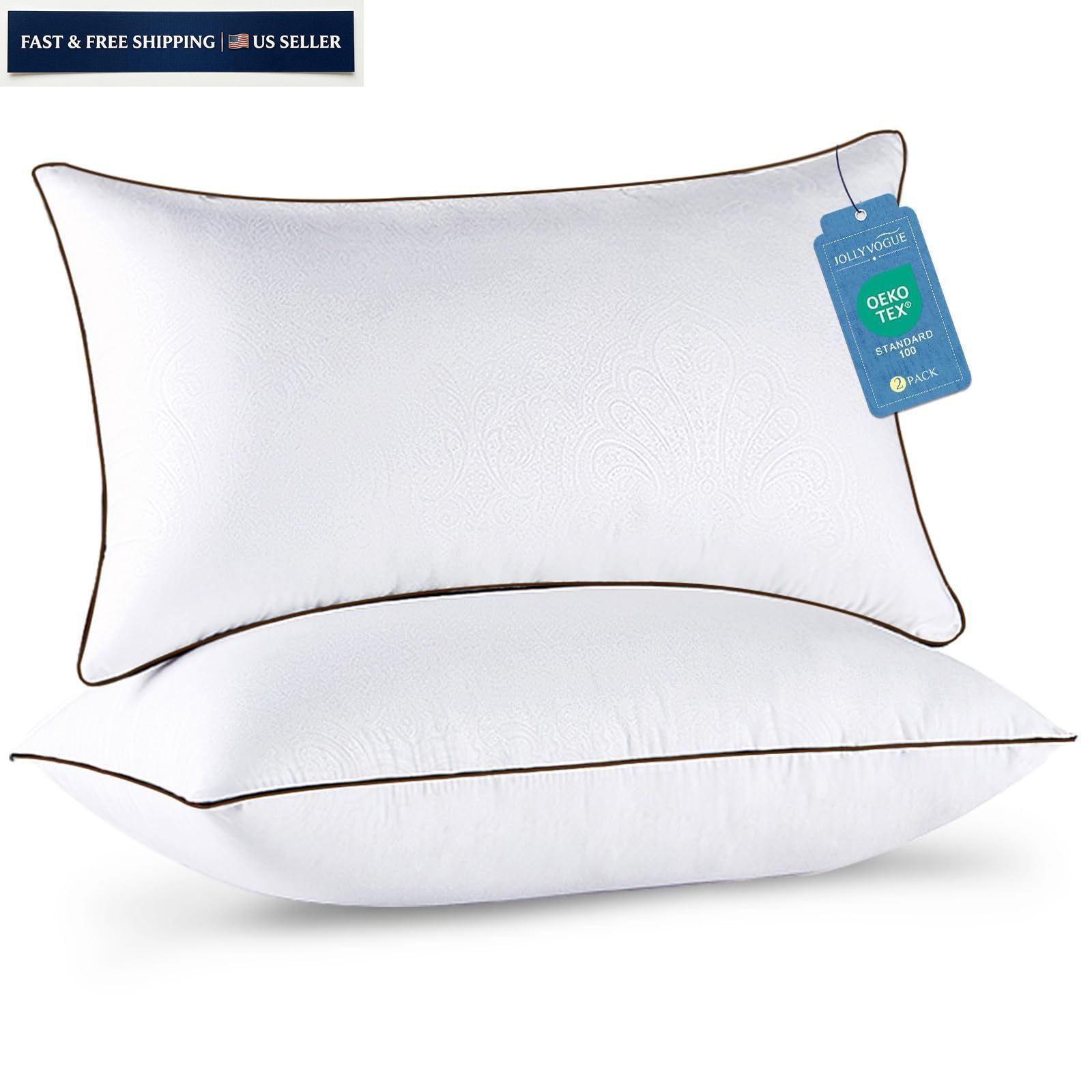 JOLLYVOGUE King Size Pillows Set of 2 for Sleeping, (Pack 2), White