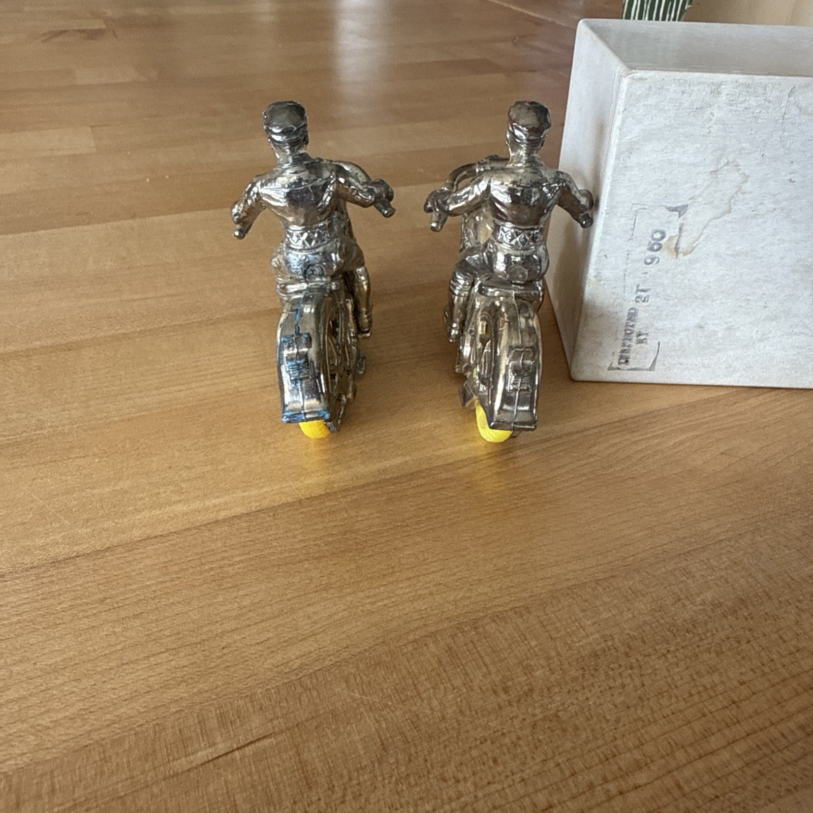 Two 1950s Hard Plastic Thomas Toy Harley-Davidson Police Motorcycle With Driver