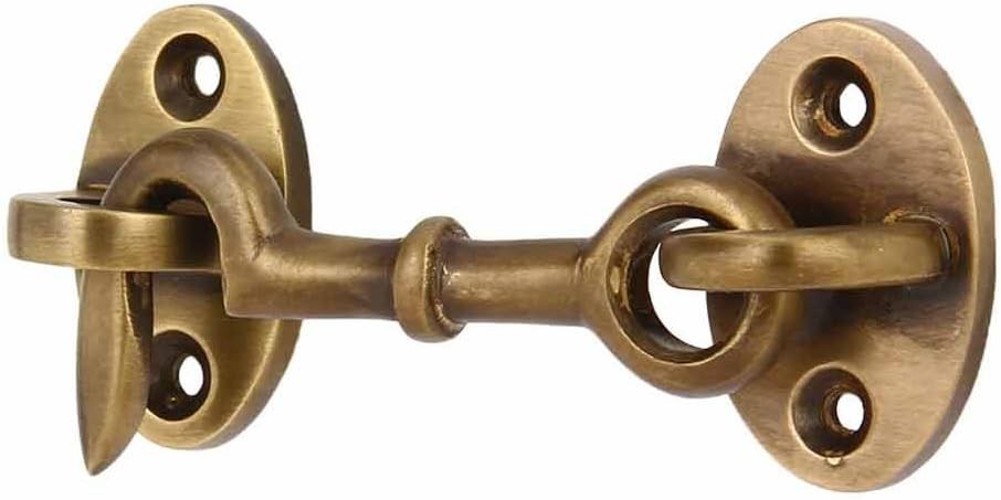 Cabin Hook, Brass Latch for Door, Window Sash Catch, Barn Door Locks, Antique Br