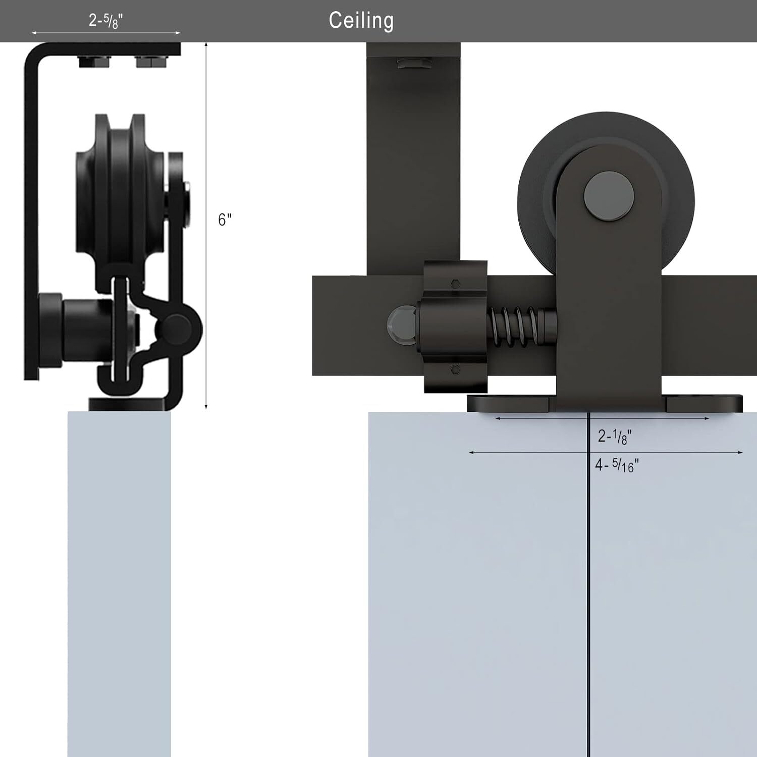 12FT Ceiling Mount Bracket Sliding Barn Door Hardware Kit ,T-shaped Double Door