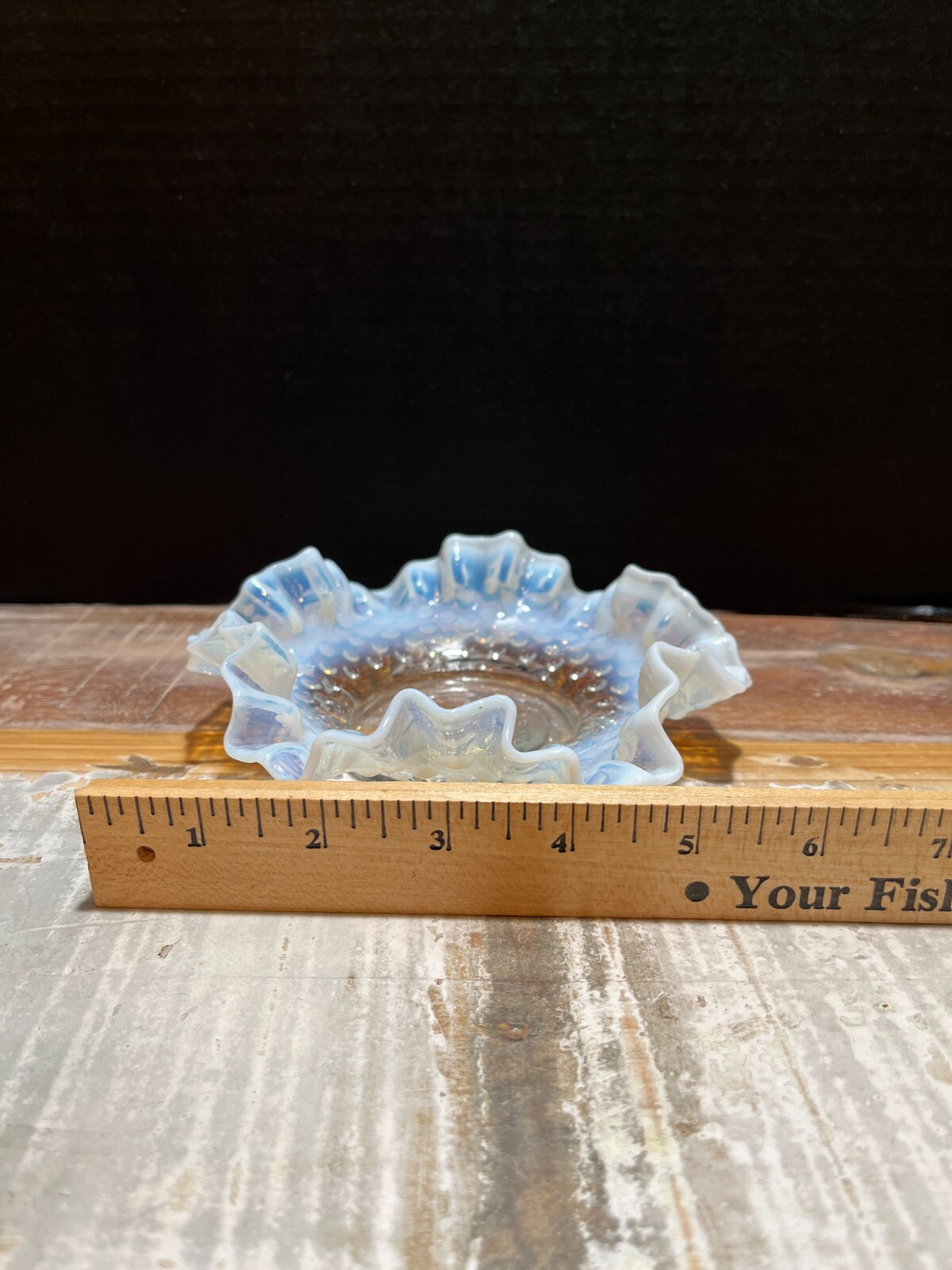 Hobnail White And Blue Scalloped Dish