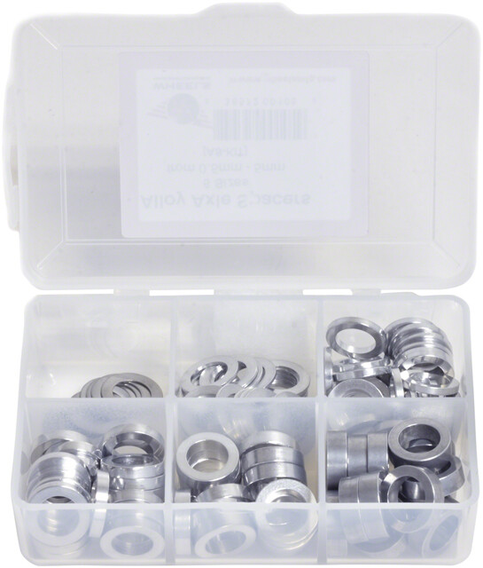 Wheels Manufacturing Kit of six assorted sizes (.5 to 5mm), 125 Spacers in stora