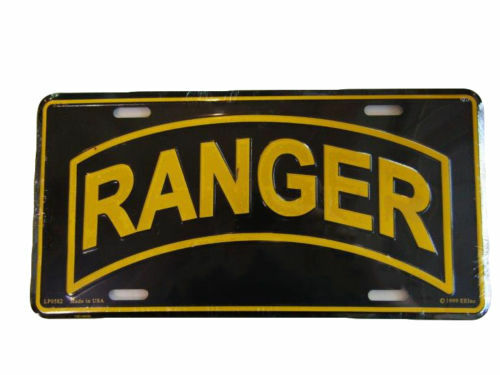 United States U.S. Army Ranger Black Yellow 6"x12" Aluminum License Plate Tag