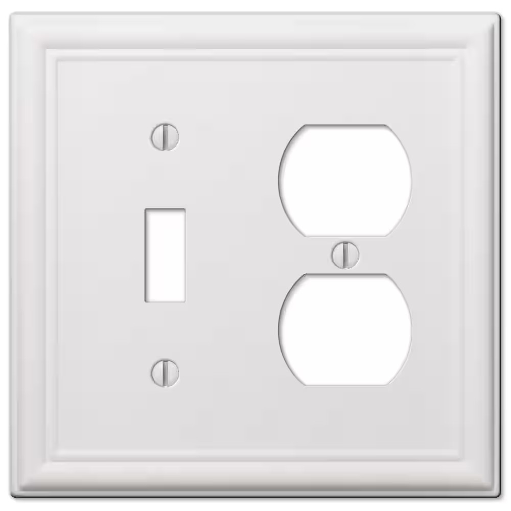 Ascher 2 Gang 1-Toggle and 1-Duplex Steel Wall Plate - White