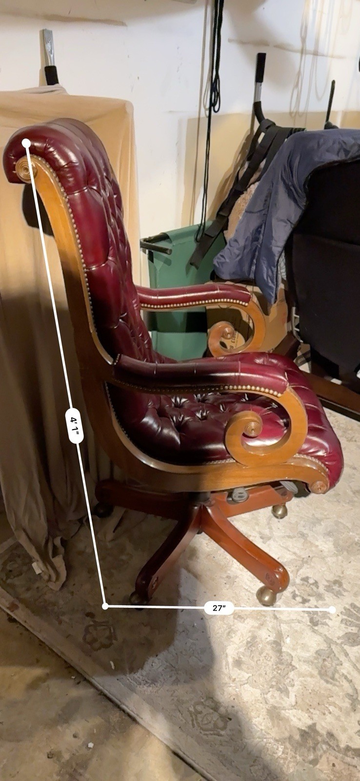 Kittinger Executive Tufted Leather Desk chair With Adjustable Base