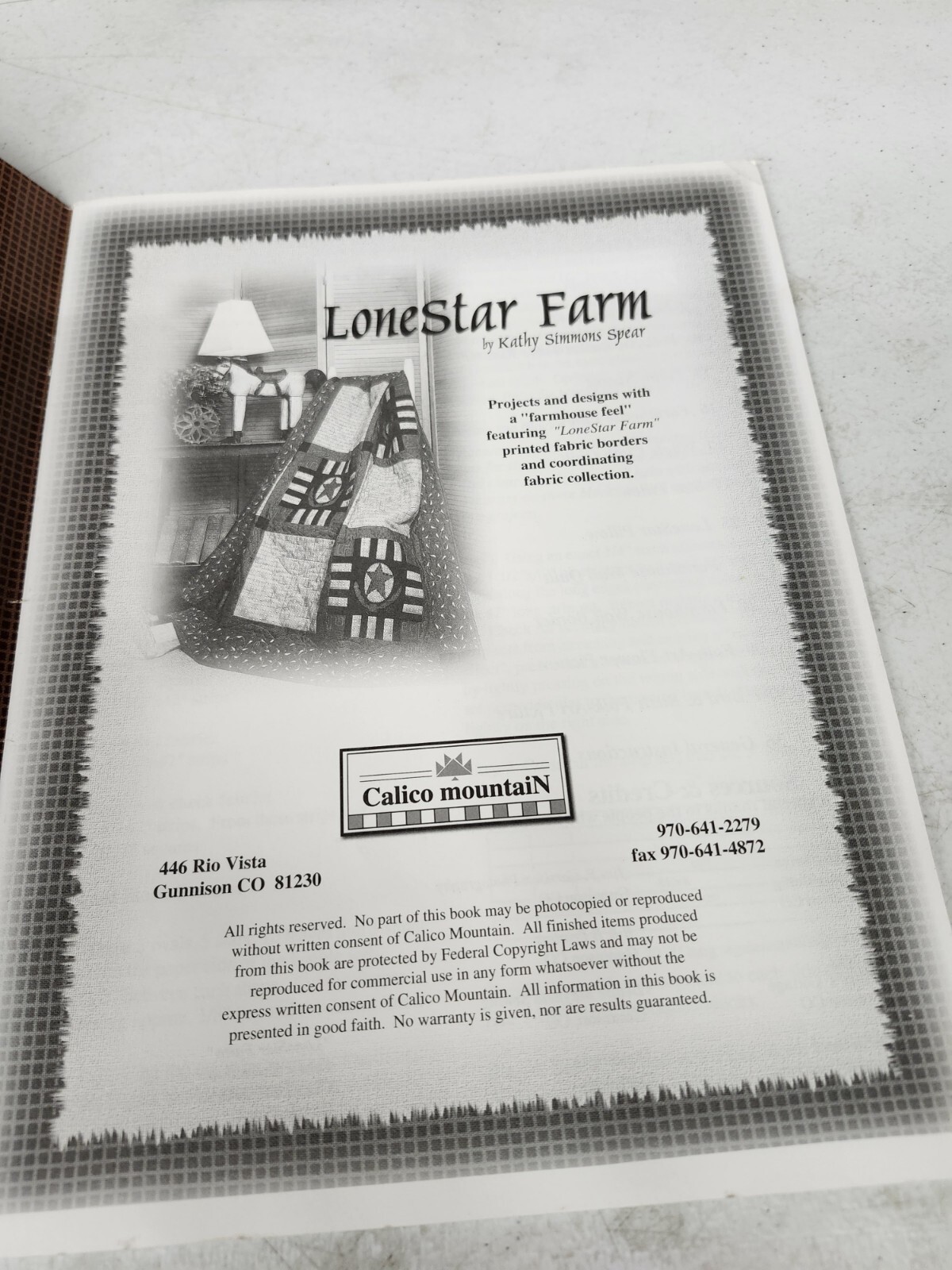 Lonestar Farm Collection, Calico Mountain, Kathy Spear Guidebook