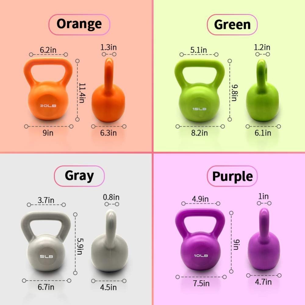 20lbs Kettlebell Set, Strength Training Kettlebells Weight Set, Kettle Bell