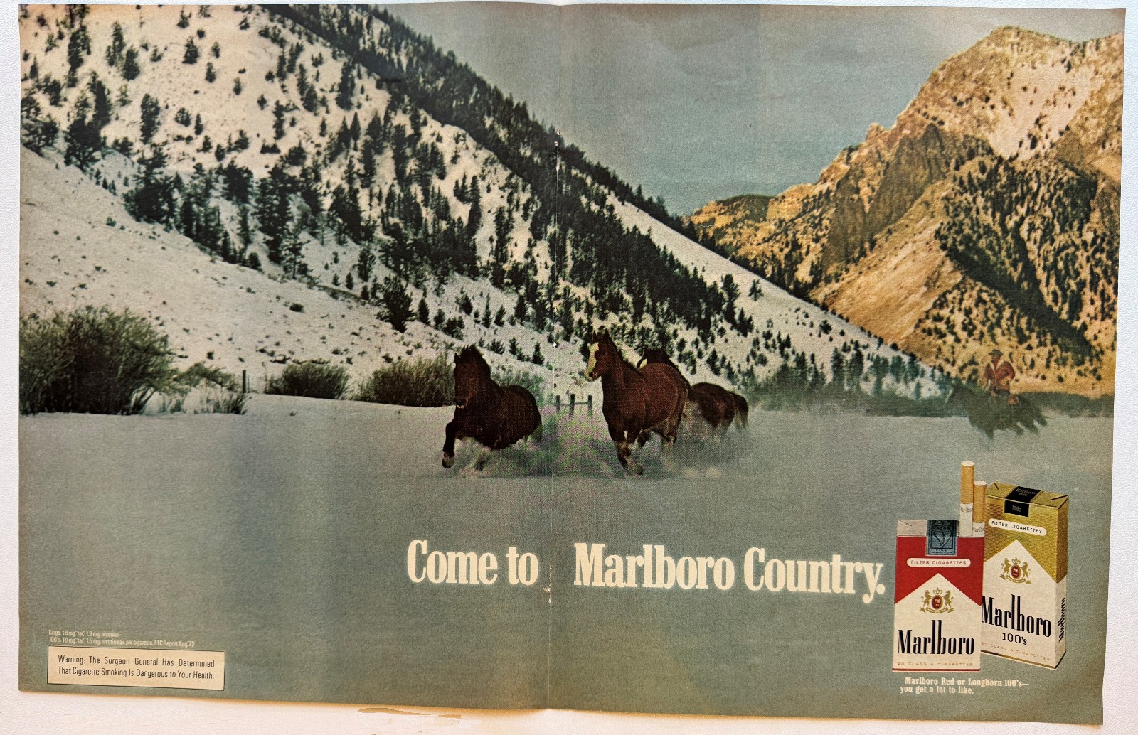 1972 Marlboro 100s Filter Cigarettes Vintage Print Ads