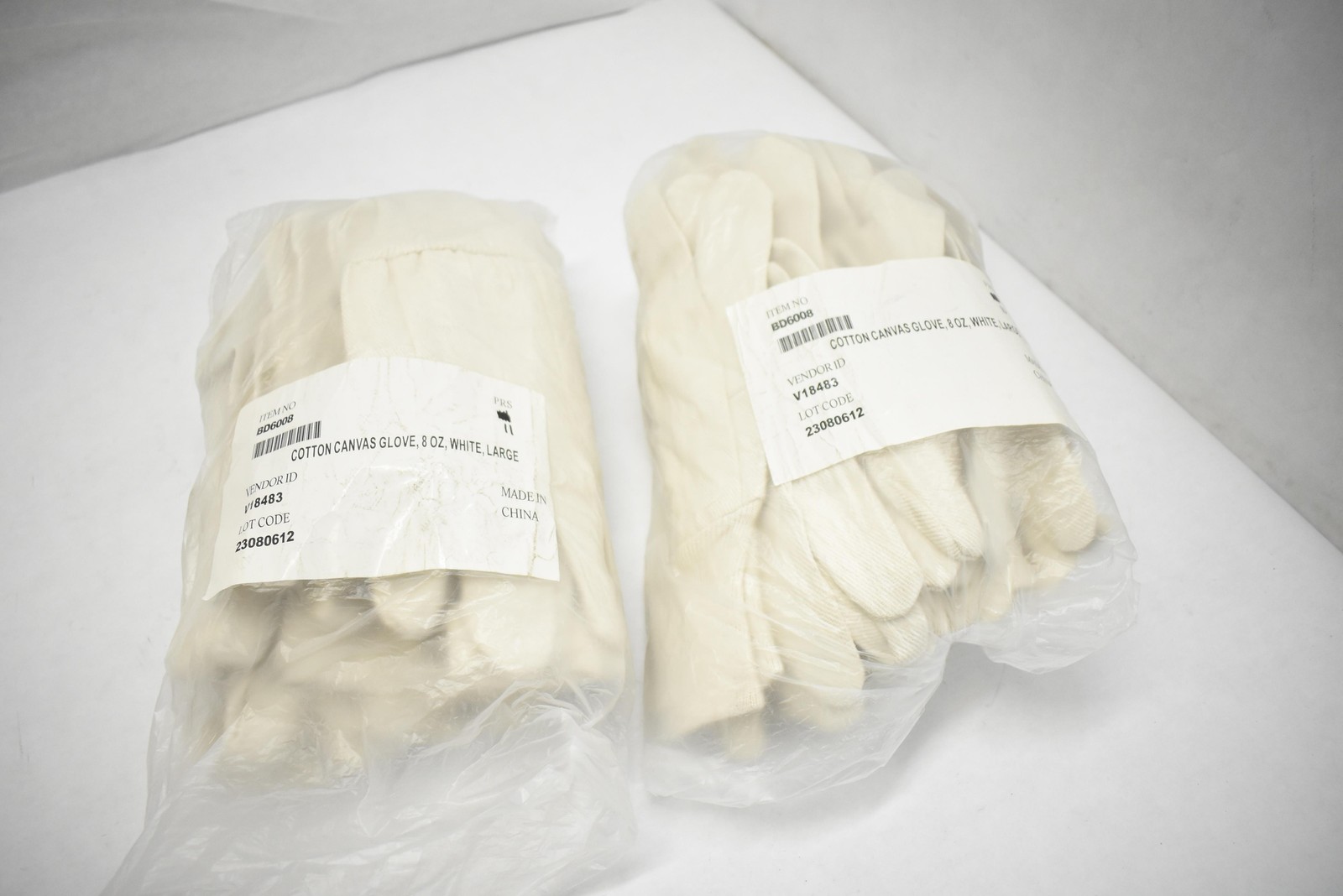 Cotton Canvas Work Gloves Large White 8oz Knit Wrist Lot of 22 Pairs Value Pack