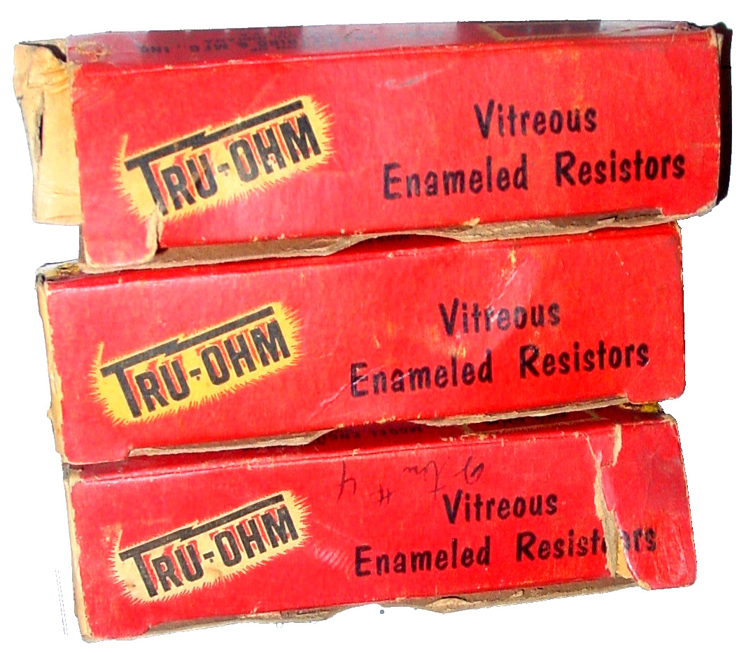 3 FR50 Enameled Power Resistors 50 WATT  Vintage TRU-OHM 100 USA NOS Lot