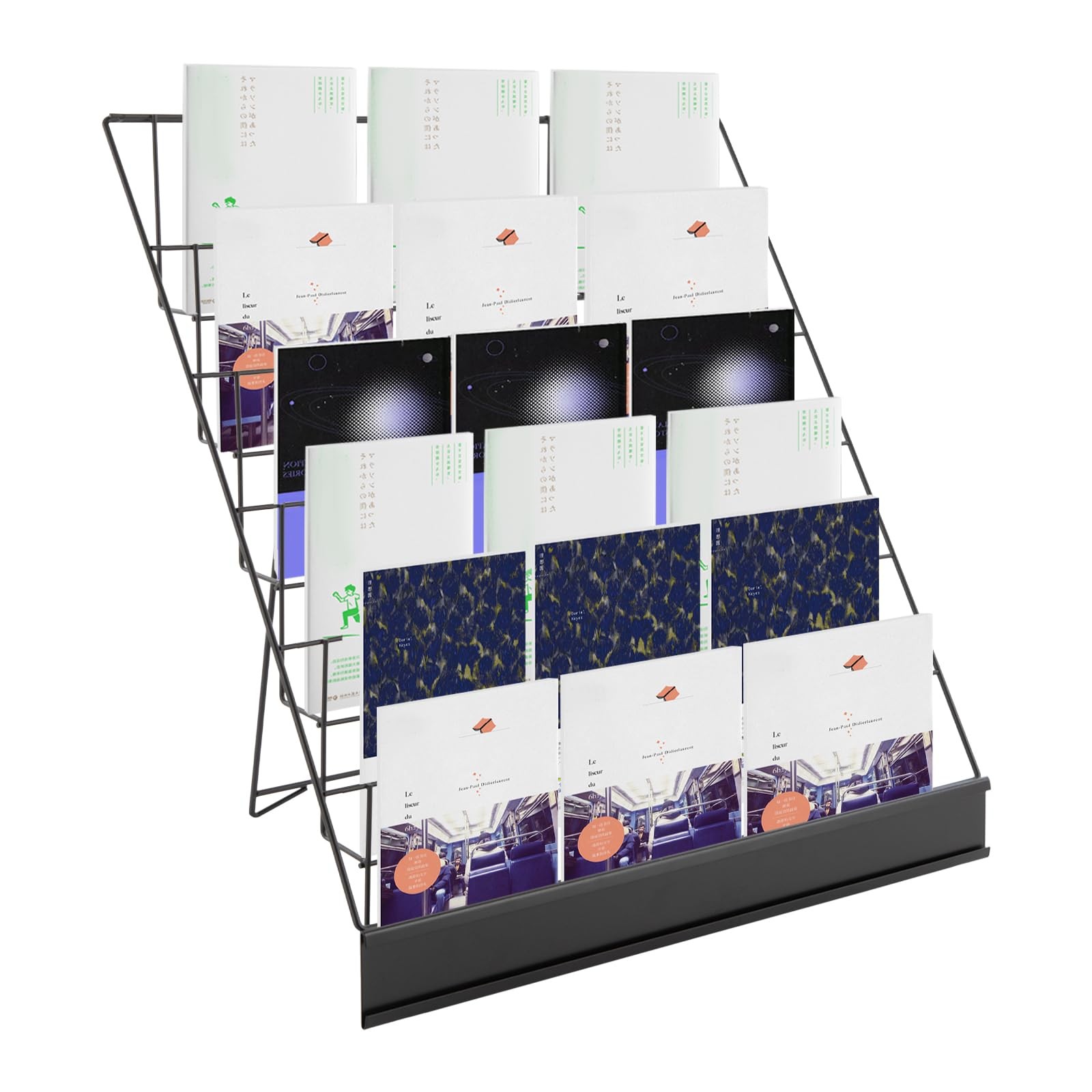 6 Tiers Black Tabletop Book Rack & Magazine Rack, Book Display Stand USA