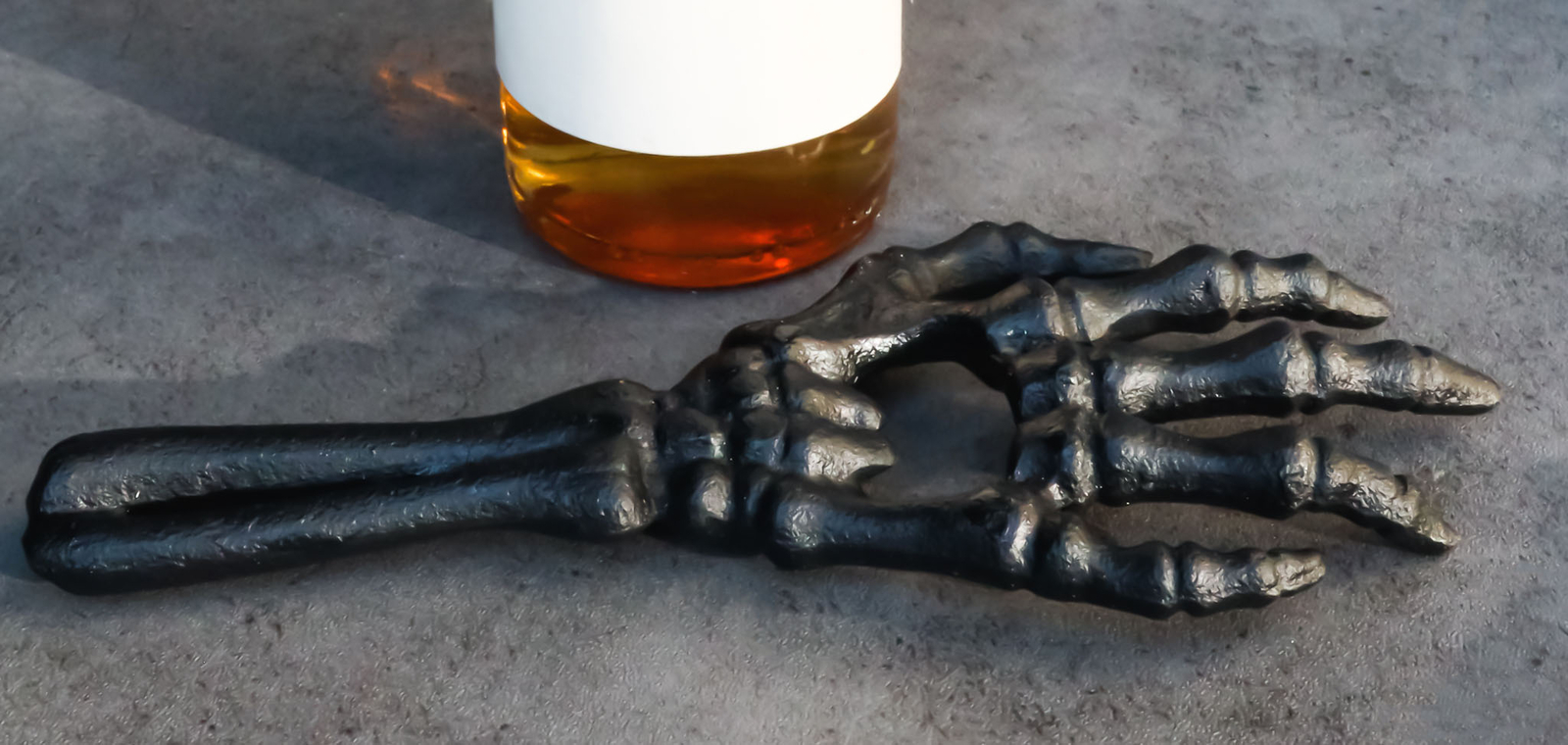 Rustic Cast Iron Black Gothic Skeletal Bone Skeleton Hand Bottle Cap Opener