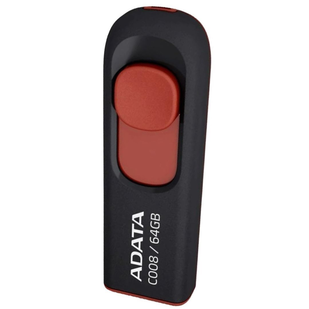 ADATA 64GB USB 2.0 Retractable Capless Flash Drive Red