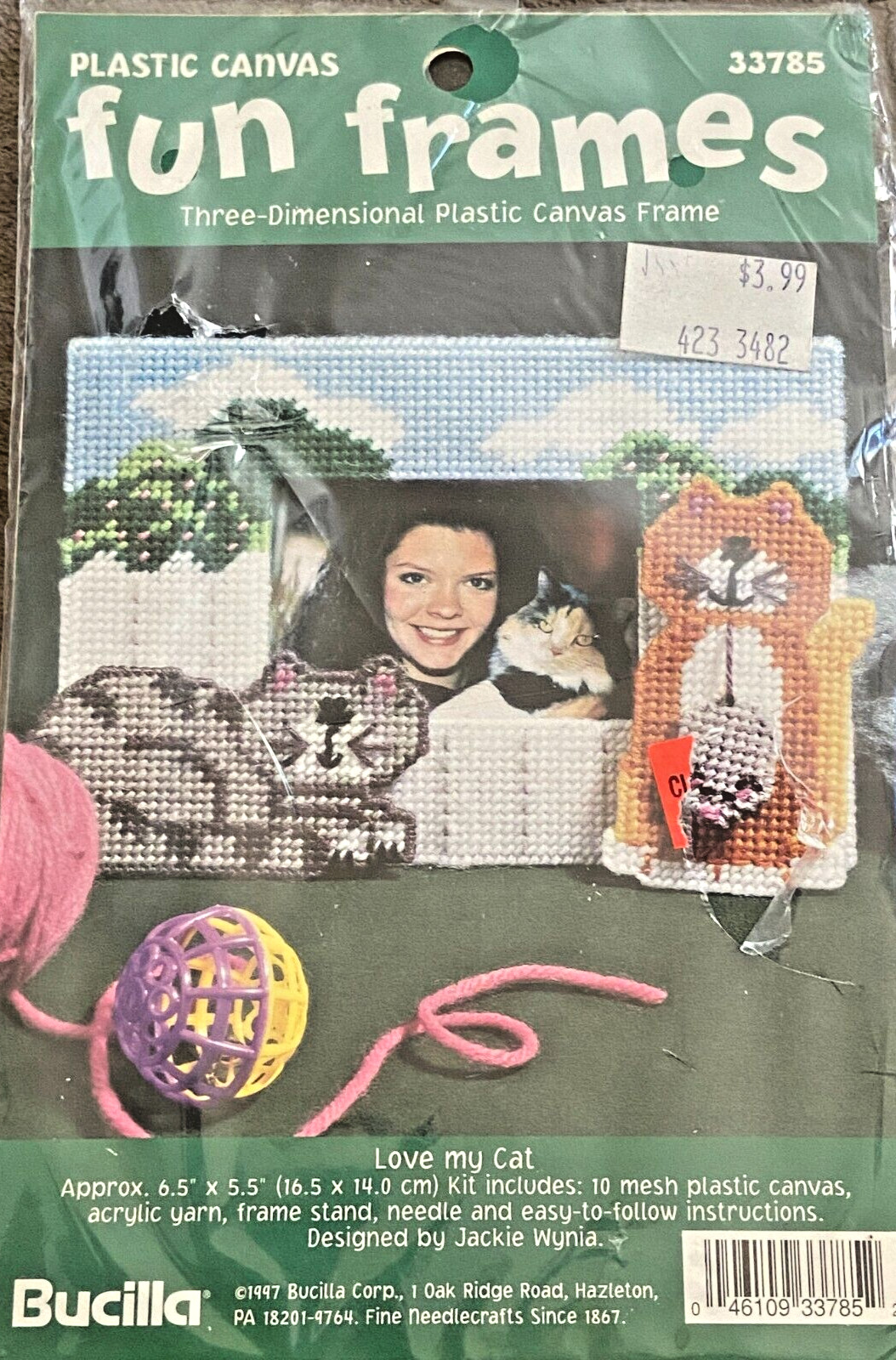 Bucilla Plastic Canvas Needlepoint Kit ~ Fun Frames ~ Love my Cat ~ Craft Kit