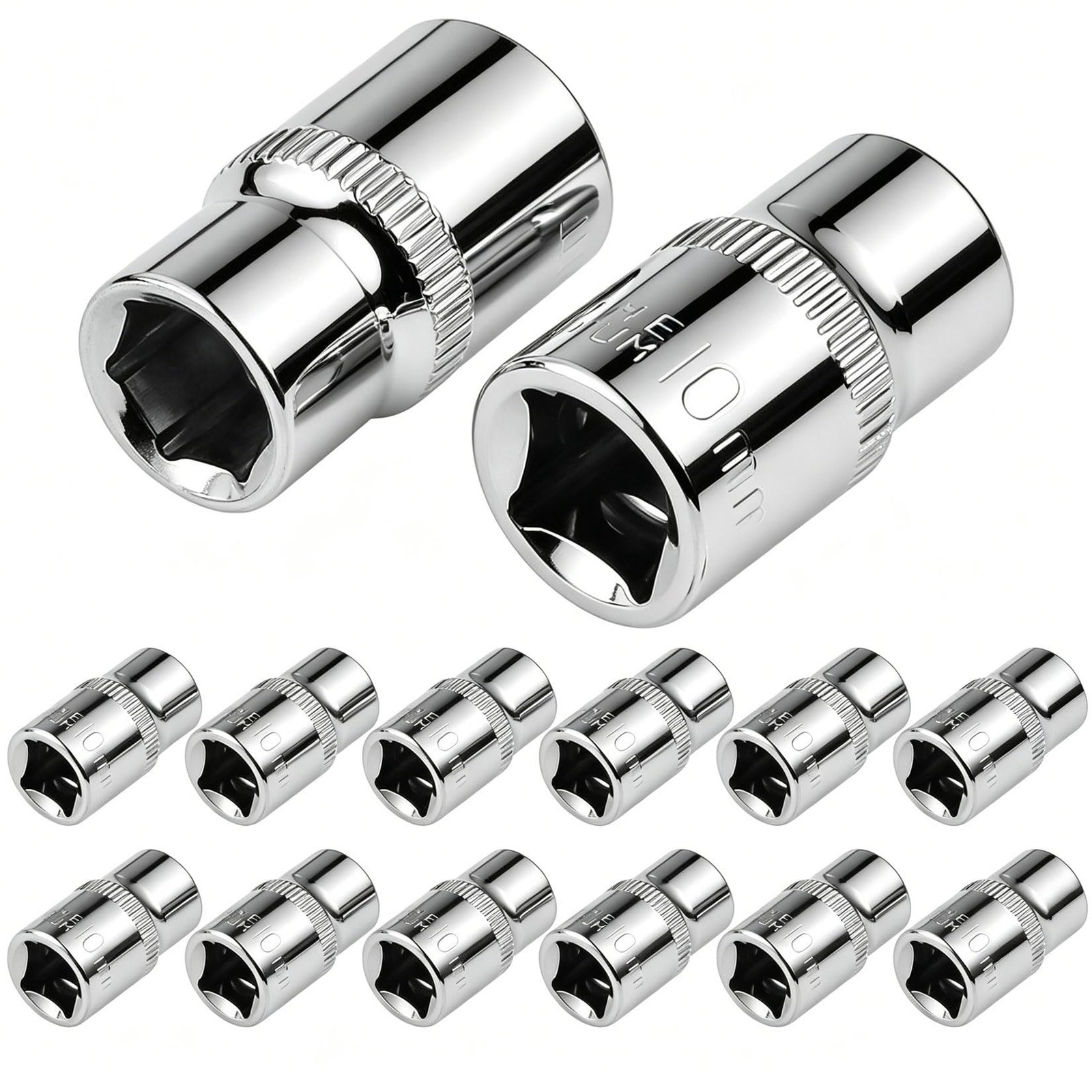 [12-Pack] 10mm Shallow Sockets, 3/8-Inch Drive Impact Socket, 6-Point, Metric...