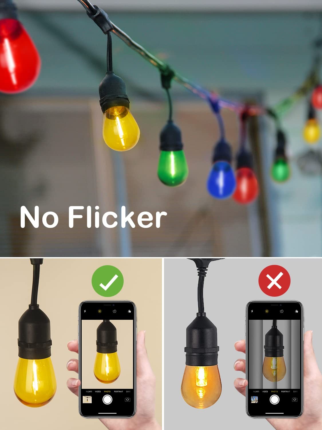 Colored Led String Light Bulbs Replacement, S14 Multi-Color with E26 Screw Base