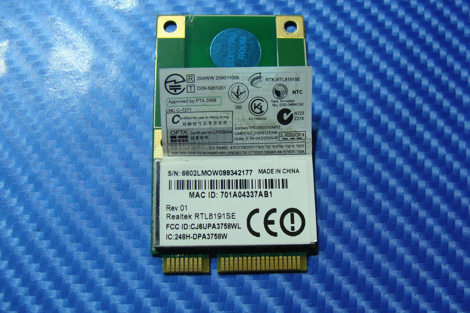 Toshiba Satellite L505-S5990 16" Genuine Wireless WiFi Card RTL8191SE