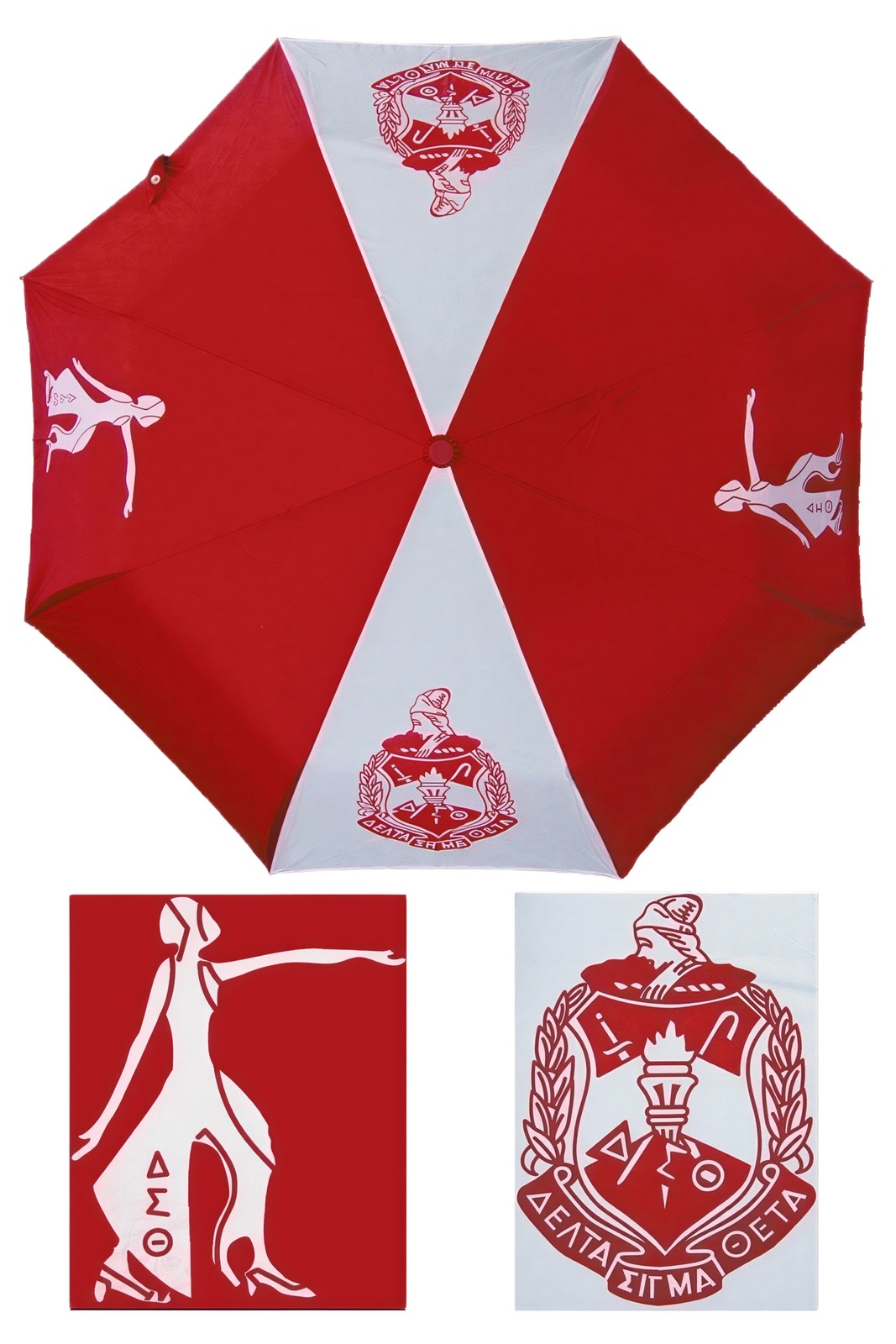 Delta Sigma Theta Vented Auto Open Compact Golf Umbrella [Red/White]