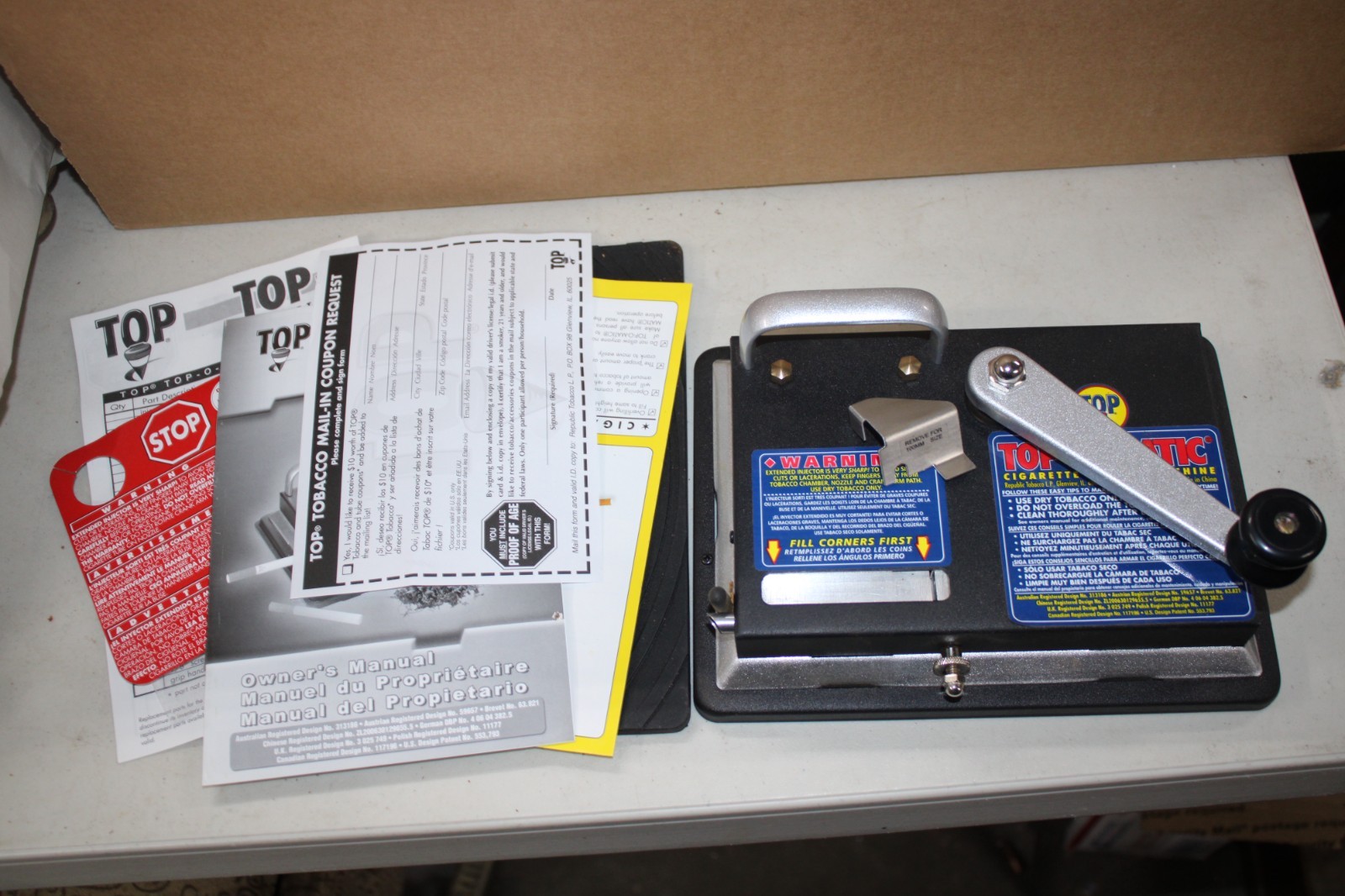 TOP-O-MATIC CIGARETTE MAKING MACHINE IN BOX W/ INSTRUCTIONS FREE SHIPPING