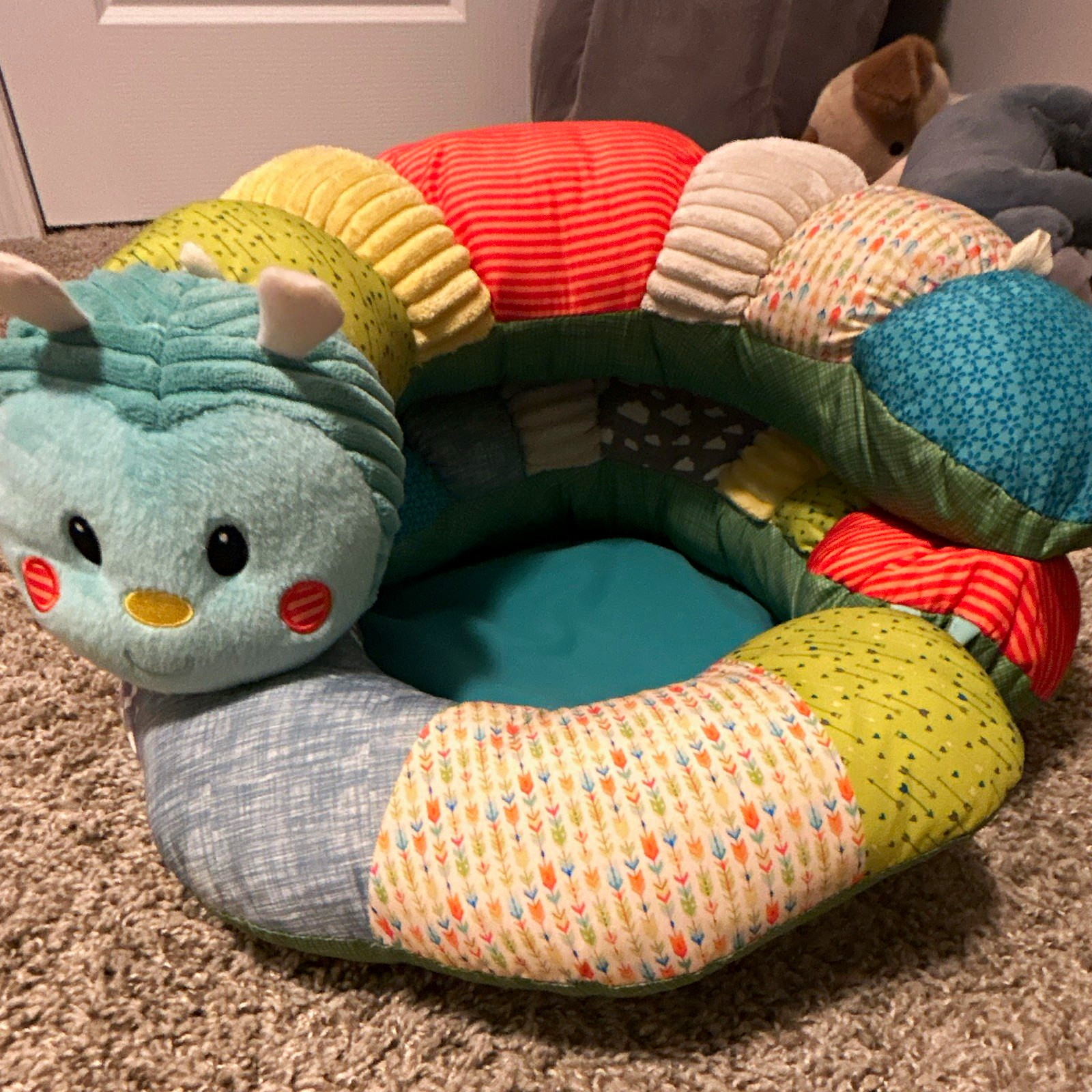 Portable Multicolor Plush Infant Sit-Up Support Seat with Headrest