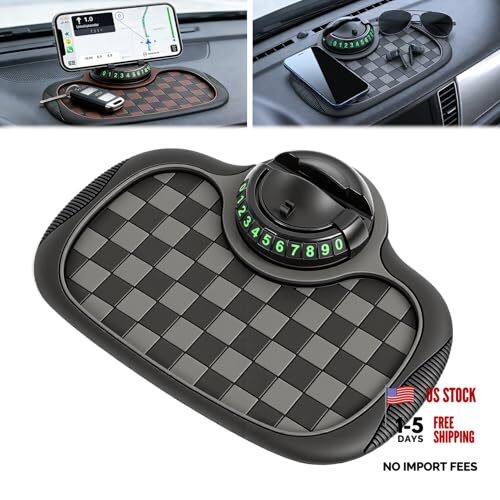 Multifunction Car Anti Slip Mat,360° Rotatable Phone Holder Black-Gray