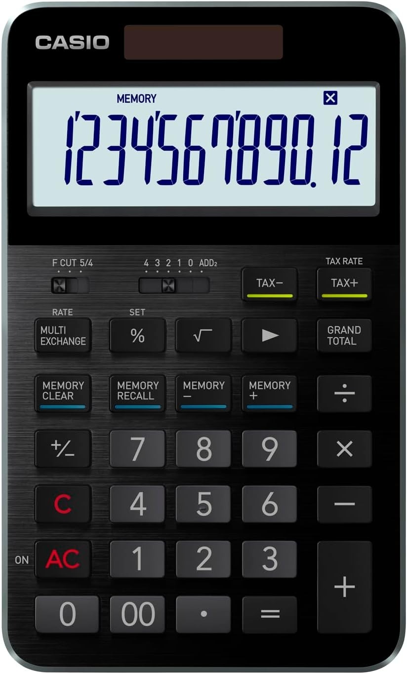 Casio S100X-BK Premium Calculator Aluminum Body Diamond-Cut Finish Black