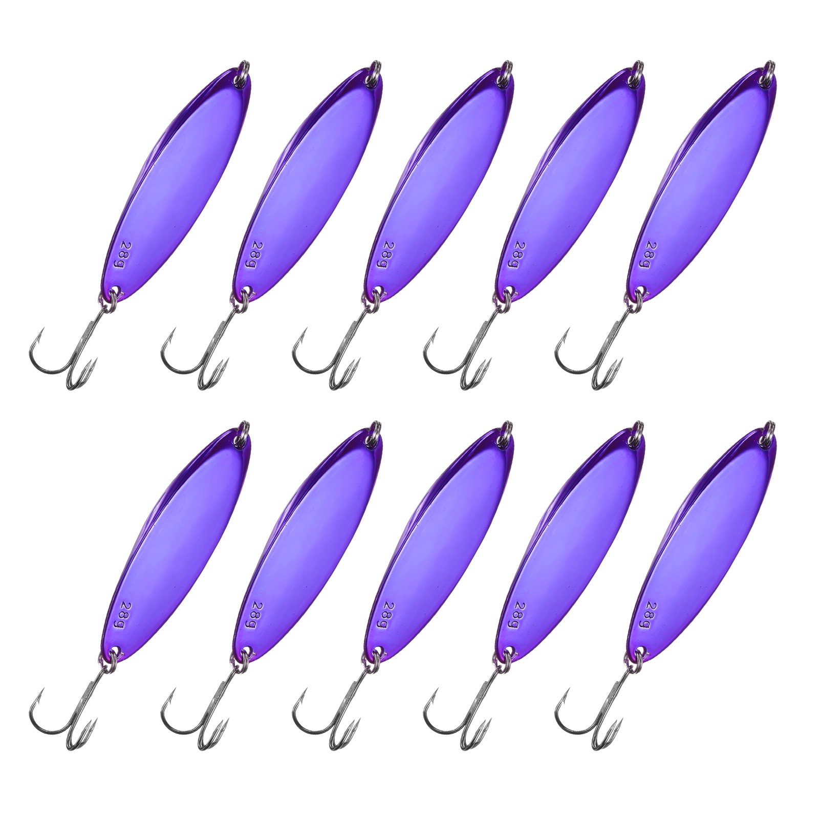 Fishing Spoons Lures, Metal Treble Trout Lures for Casting 10 Pcs 1 oz Purple