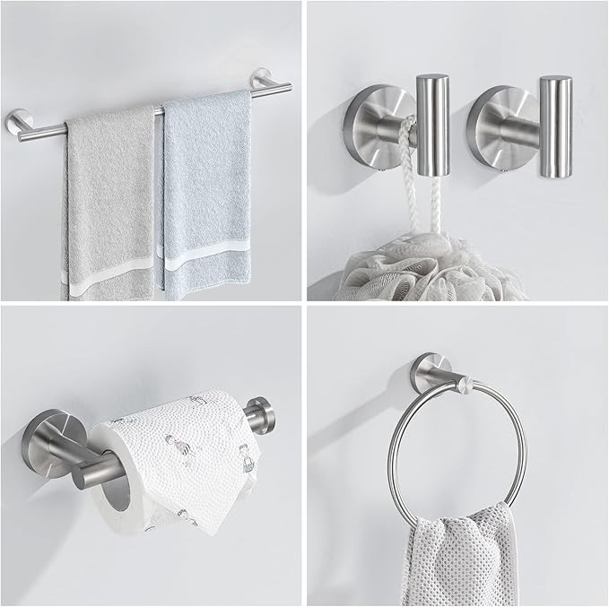 10 PCS Bathroom Hardware Accessories Set Wall Mount Square Tower Bar Set Brushed