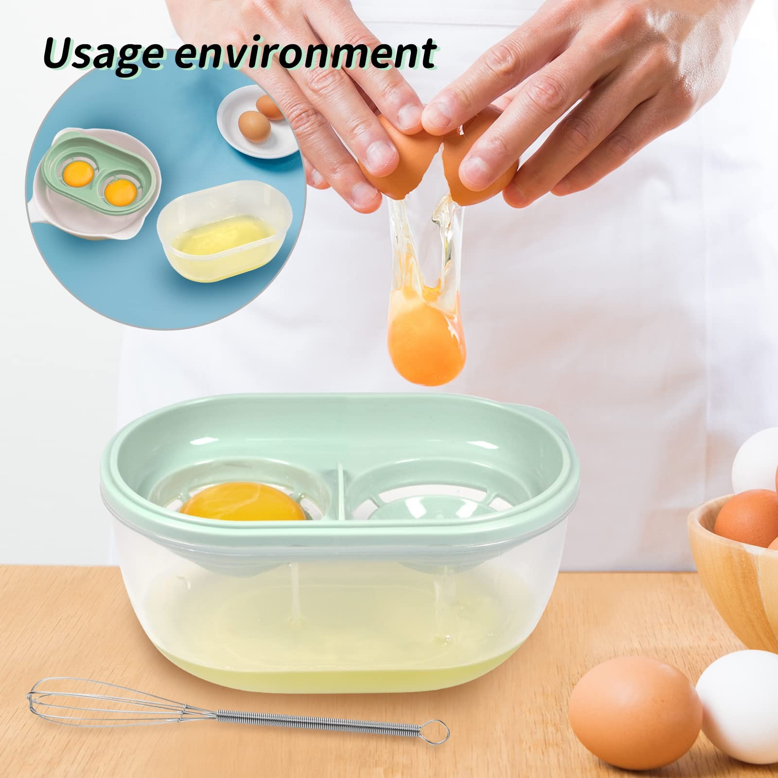 Egg White Separator with Beater, Yolk One Size, Green
