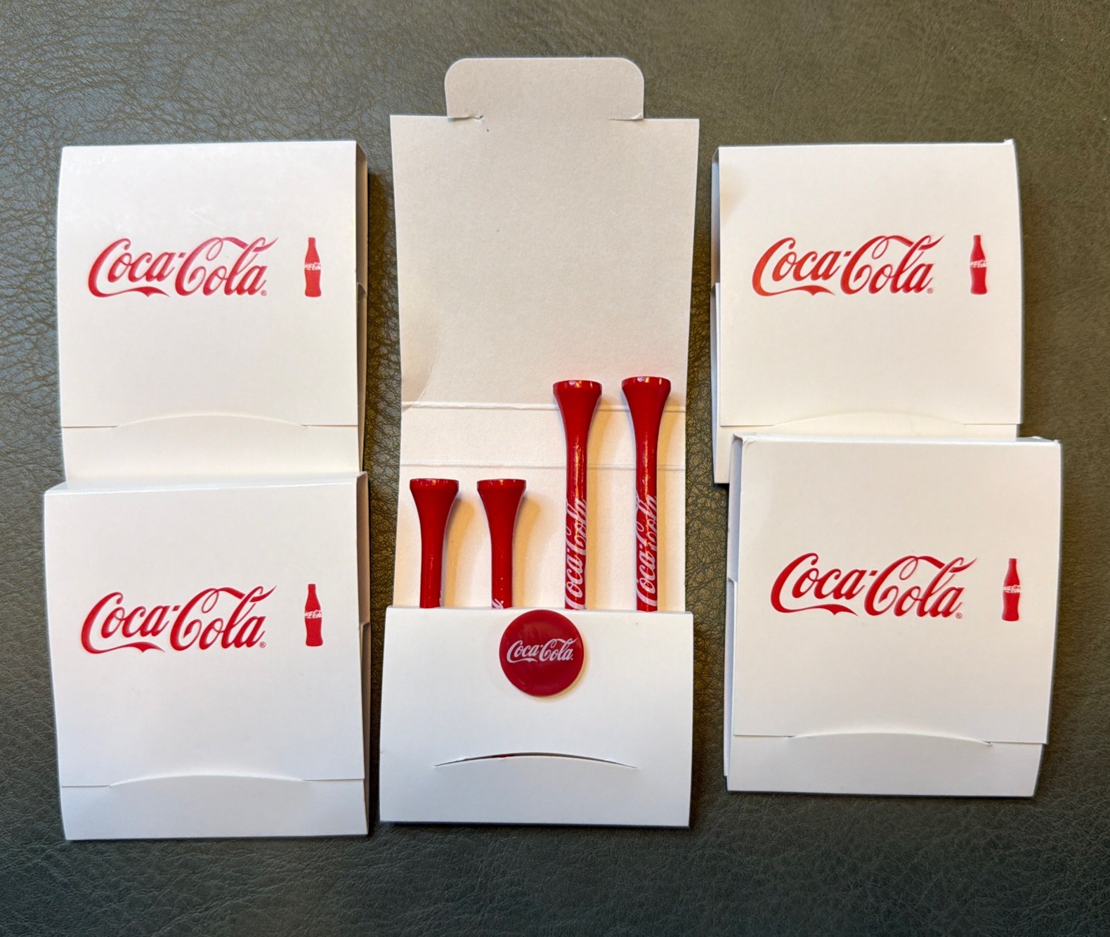 Coca-Cola Golf Tees With Ball Marker *Set of 5* 20 Total Tees & 5 Markers