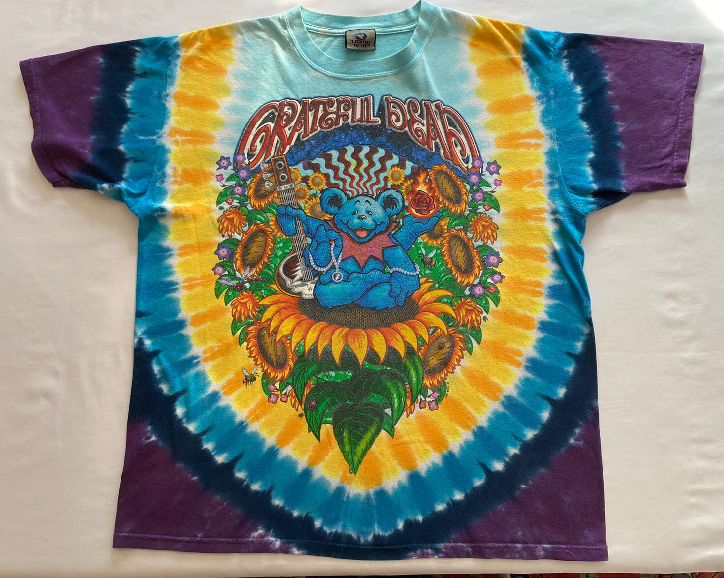 Vintage Grateful Dead Dancing Bear tie-dyed T-shirt with sunflowers Large Groovy