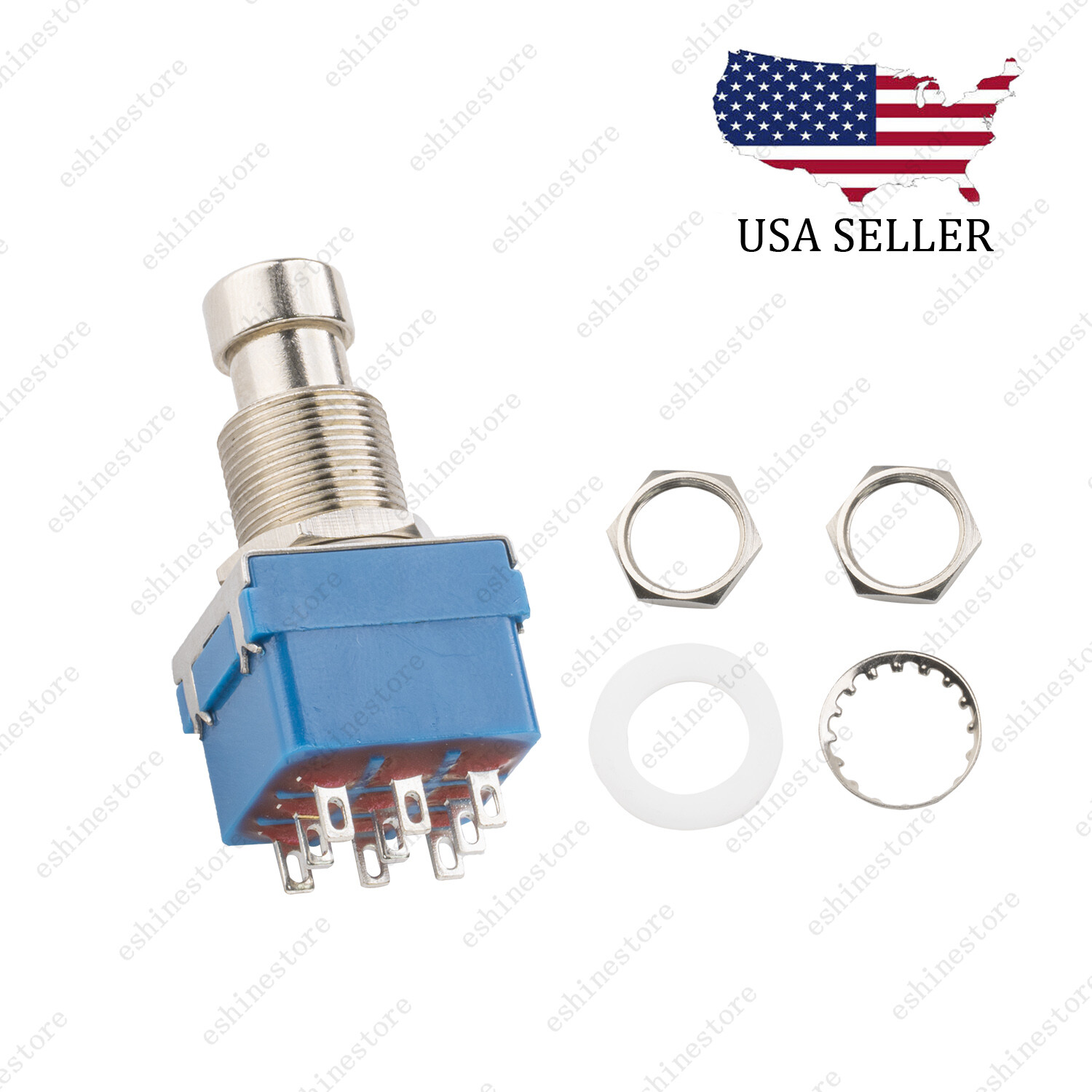1 Pcs Metal Guitar Effects 9-Pin Latching Pedal Footswitch Foot Switch Blue