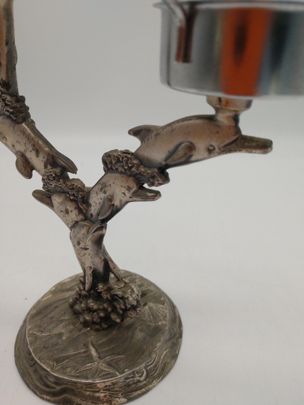 Dolphin Tealight Metal Double Lights Shades 10 inches tall 6 figurines waves