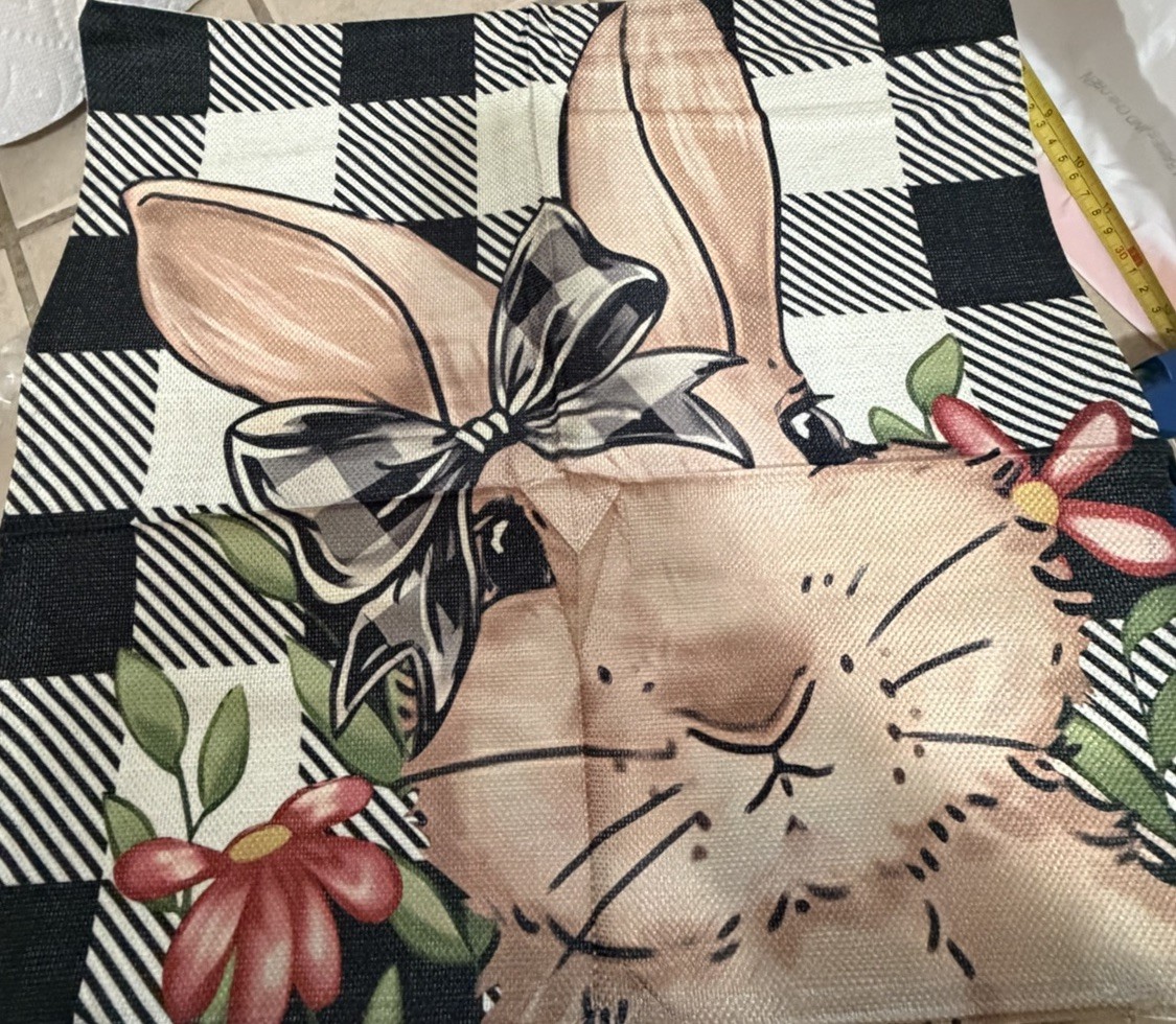 Set of 4 Easter Bunny Truck Throw Pillow Covers 18x18