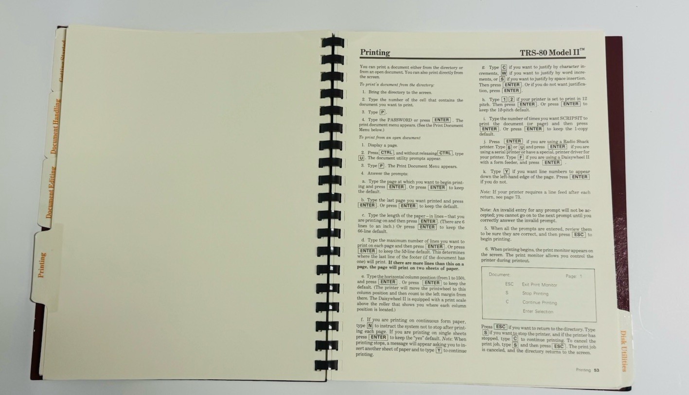 Radio Shack Model II Scripsit 2.0 Reference Manual