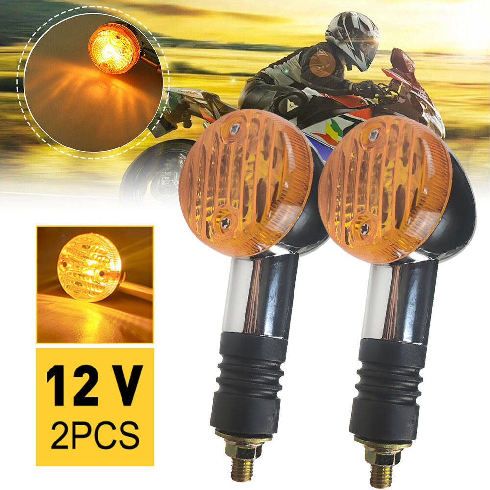 2pcs Chrome Motorcycle Bullet Signals Turn Blinker Light Indicator Lamps Amber