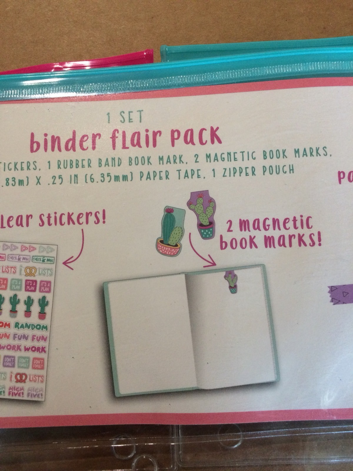 Lot Of 16 Plastic Binder Flair Packs Girls Plastic Pink & Teal New!!