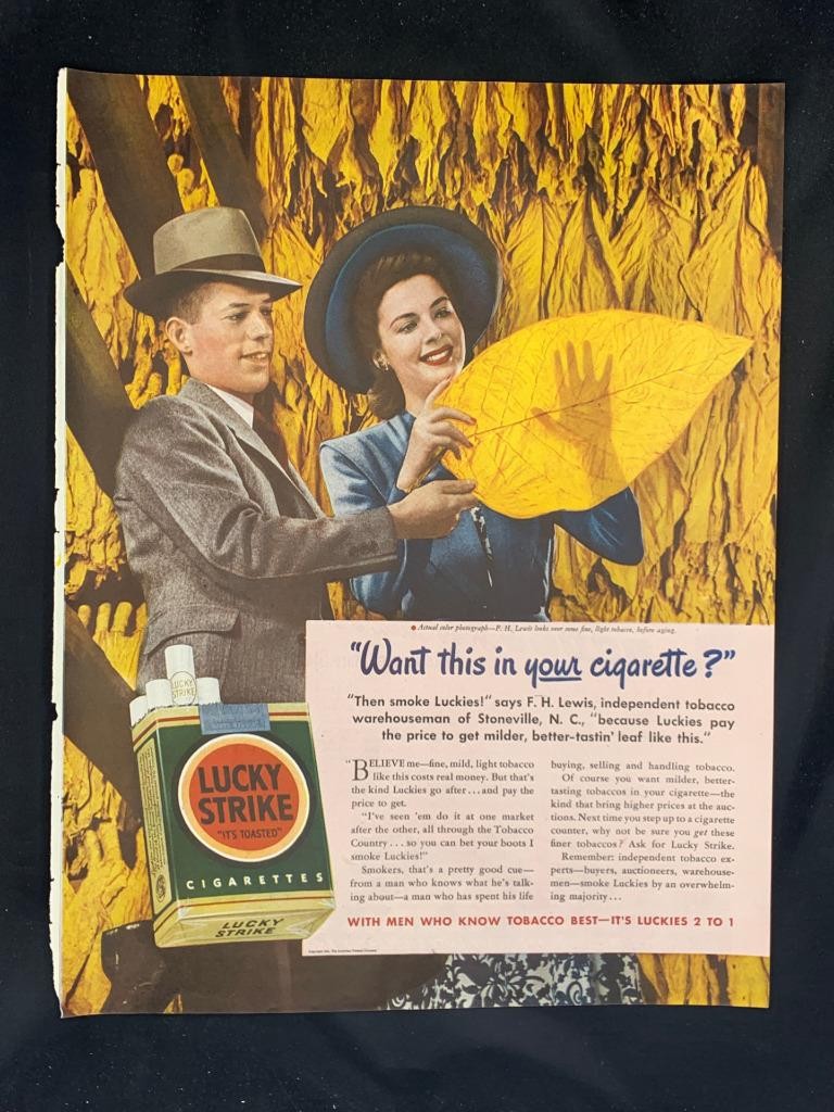Magazine Ad* - 1941 - Lucky Strike Cigarettes - World War 2 - F.H. Lewis