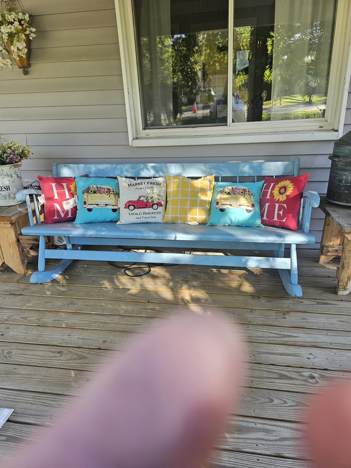 Vintage Early American Nanny Rocker at the very least 75 years old country blue