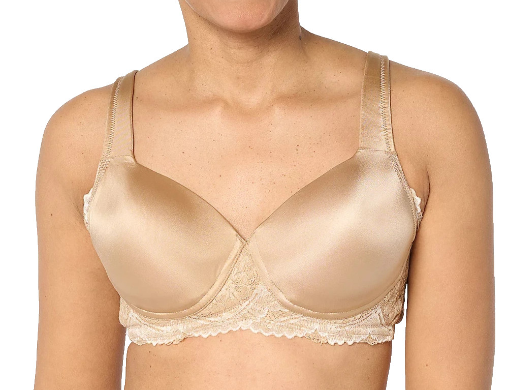 Breezies~Two-Tone Lace Shimmer Wirefree Bra~36C~Warm~A655483~Foam Cups  12227