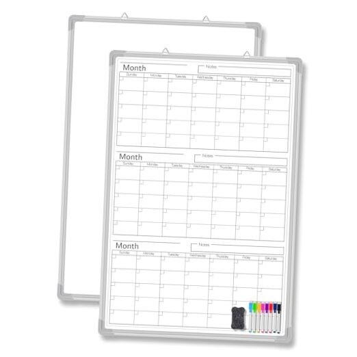 Magnetic Dry Erase Calendar for Wall Undated 36" x 24" Vertical 3 Month