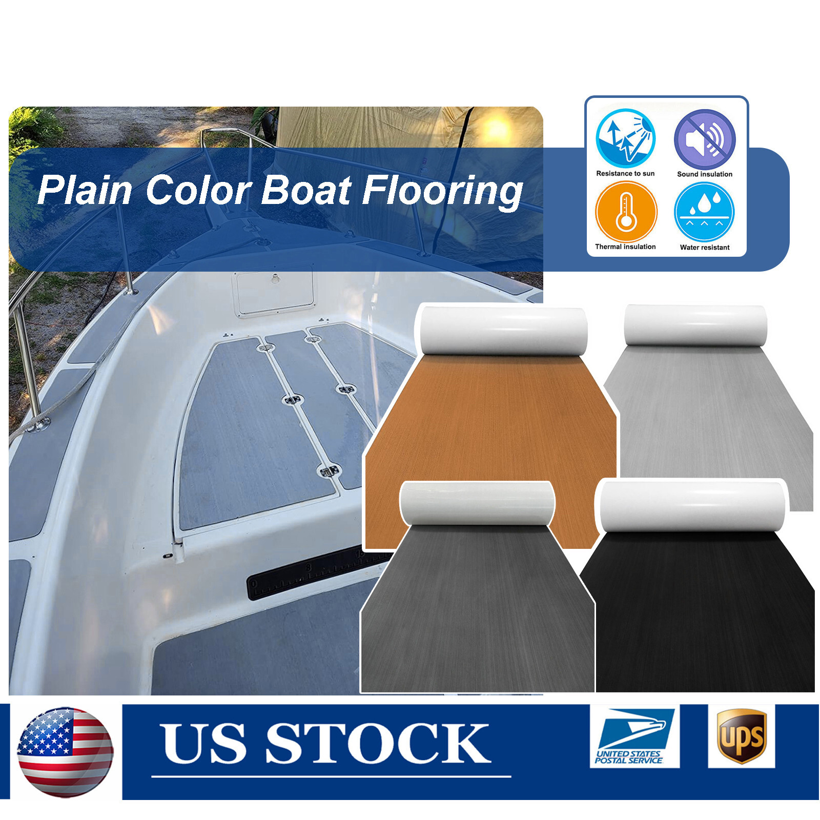 Stain Proof Boat Flooring EVA Foam Sheet Teak Deck Floor Mat 94.5" Marine Carpet