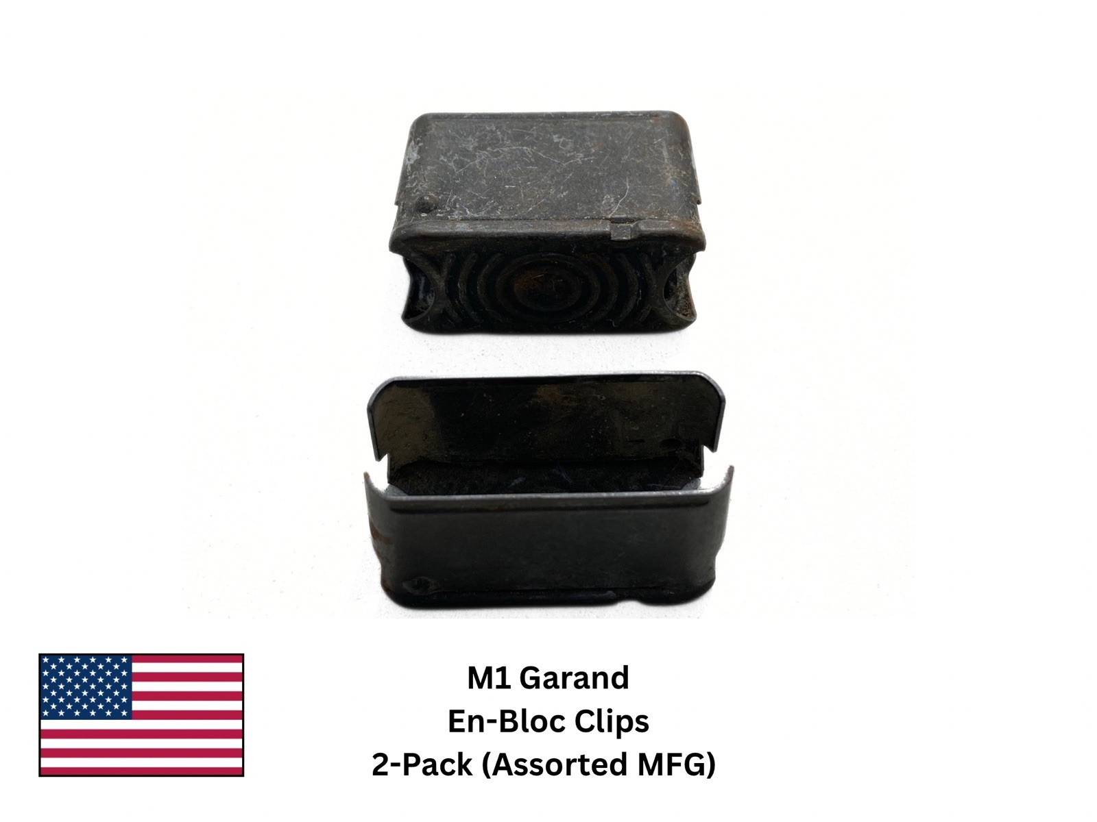 Original Surplus M1 Garand .30-06 .308 En Bloc Clips, 2 Pack (Assorted MFG.)