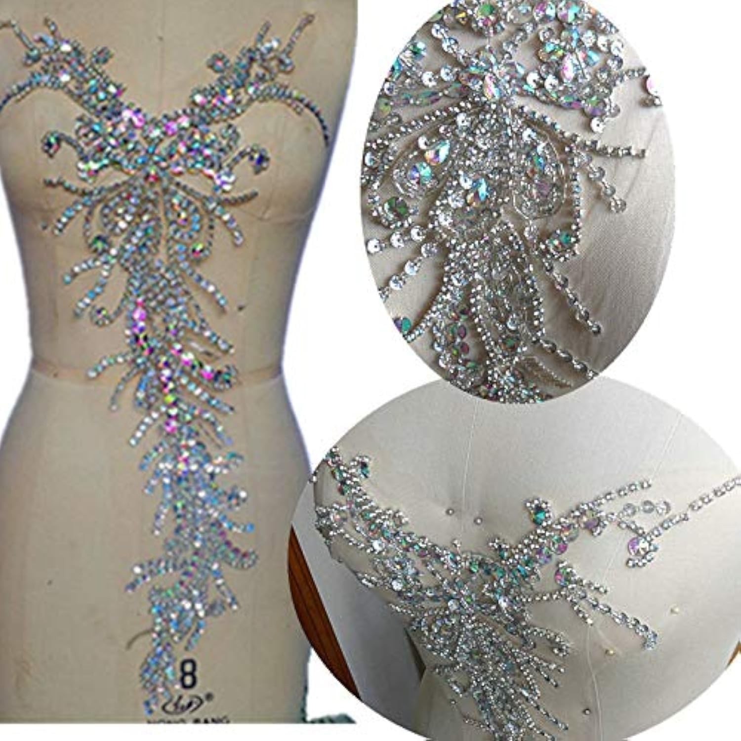 Gorgeous Pure Handmade Bright AB Color Rhinestone Crystal Trim Sewing Beaded ...