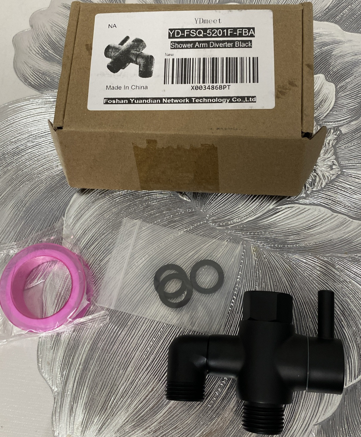 YDmeet YD-FSQ-5201F-FBA Shower Arm Diverter Black  NEW IN BOX