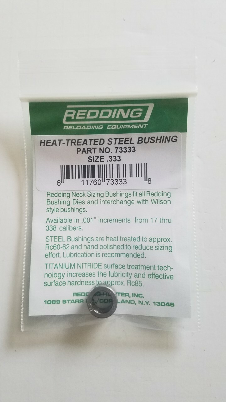 73333 REDDING HEAT TREATED STEEL .333 NECK SIZE BUSHING - BRAND NEW - FREE SHIP