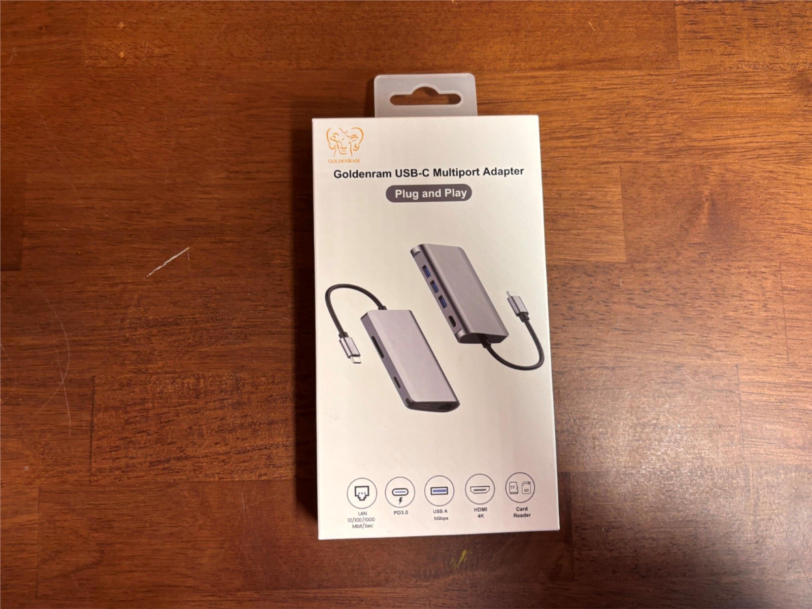 Goldenram USB-C Multiport 8x Adapter: USB3.0 ×3, HDMI, SD + Micro, LAN, &PD 3.0!