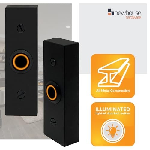 Wired Doorbell Button Rectangular LED Light Metal Surface Mount Black For Chime