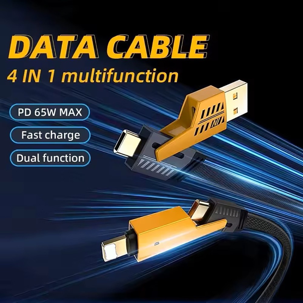 4-in-1 USB C Cable PD65W Fast Charging Data Sync Multi-Function for iPhone