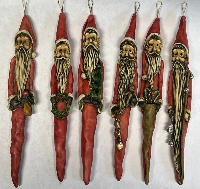 Harmony Kingdom Artist Neil Eyre set 6 Christmas Santa Hanging Ornament